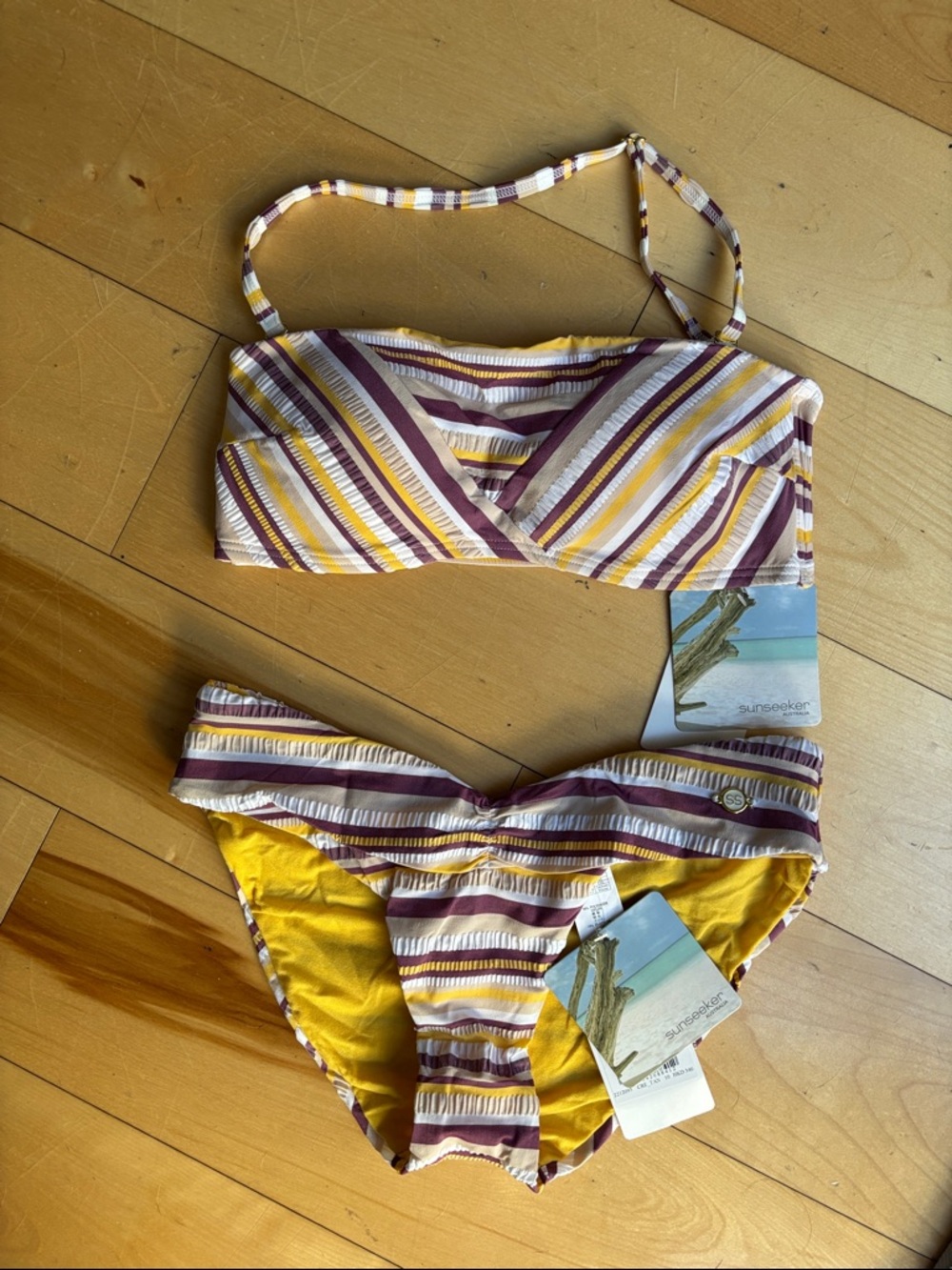 Sunseeker Striped Bikini Set - NWT USA 6 CAD 8